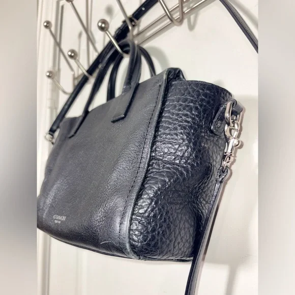 Coach Mini Riley Satchel Black Pebbled Leather Crossbody Bag 27923 - Picture 7 of 16